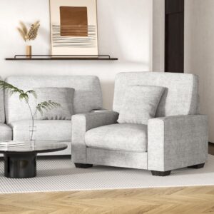 DOPEDIO Living Room Accent Chair, Fabric Single Sofa,Detachable Sofa Cover, Comes with Decorative Pillows, Space Spring Cushion and Solid Wood Frame Easy to Install (40inch Light Gray)