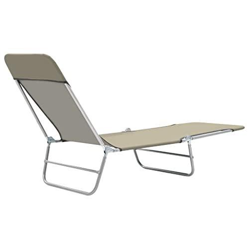 YELWHI Folding Sun Loungers 2 pcs Steel and Fabric Taupe,Foldable Sunlounger Set Adjustable Backrest, Durable & Comfortable, for Outdoor Relaxation Outdoor Furniture, Outdoor Seating