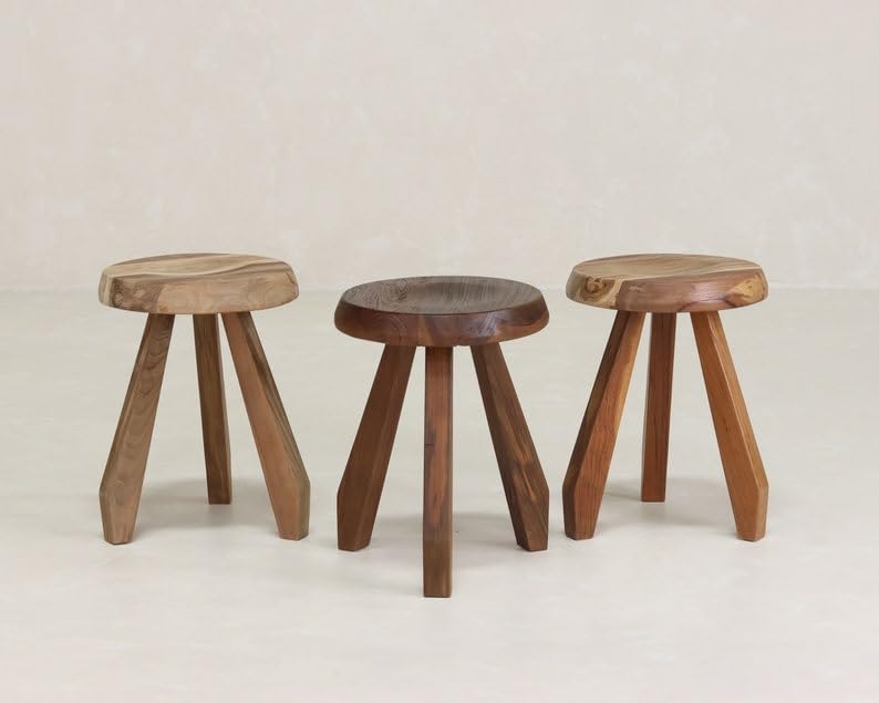 FHCKIG Milking Stool,stool,plant stand (Dark Teak Oil)