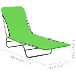 YELWHI Folding Sun Loungers 2 pcs Steel and Fabric Green,： Outdoor Furniture, Outdoor Seating