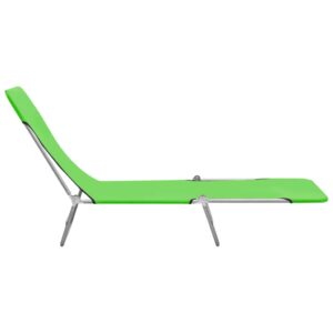 YELWHI Folding Sun Loungers 2 pcs Steel and Fabric Green,： Outdoor Furniture, Outdoor Seating