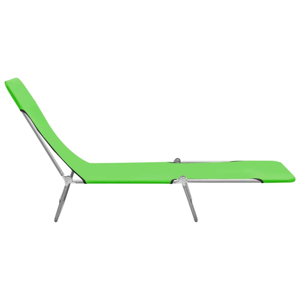 YELWHI Folding Sun Loungers 2 pcs Steel and Fabric Green,： Outdoor Furniture, Outdoor Seating