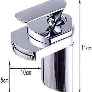 HOONWEAR Kitchen & Bath Fixtures Taps Faucet,Wide Mouth Single Hole Copper Basin Waterfall Faucet Bathroom Wash Basin Waterfall Hot and Cold Water Faucet Mixer Tap Faucet, CF001