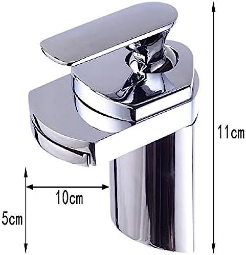 HOONWEAR Kitchen & Bath Fixtures Taps Faucet,Wide Mouth Single Hole Copper Basin Waterfall Faucet Bathroom Wash Basin Waterfall Hot and Cold Water Faucet Mixer Tap Faucet, CF001