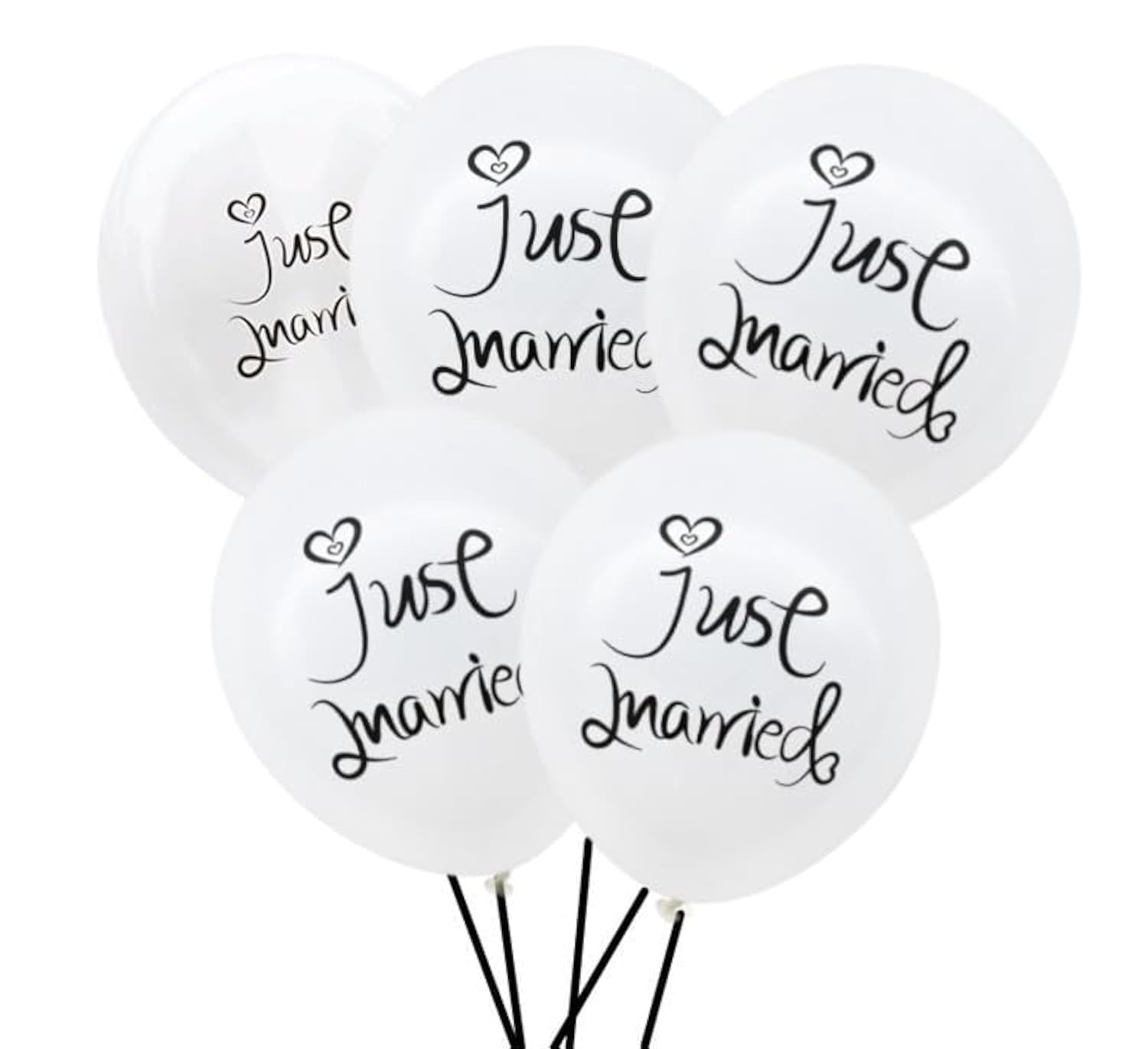 Pfylinqo 100 Pcs Celebration of Just Married Balloons, 12 Inch "Just Married" Letter Print White Balloon for Garland Arch, Party Latex Balloons for Bride Wedding Anniversary Party Decoration Supplies