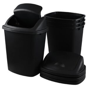 doryh 4-pack 40 l trash can with swing lid, plastic kitchen garbage can, black