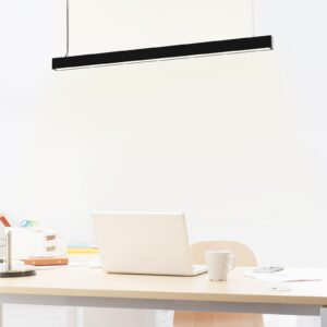 scon 4ft 40w led black anti-glare linkable pendant light,2400lm ugr<22 0-10v dimmable linear surface mount shop light,3000k-4000k-5000k switchable ceiling mount office light,hanging light for workshop