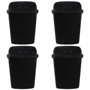 Doryh 4-Pack 40 L Trash Can with Swing Lid, Plastic Kitchen Garbage Can, Black