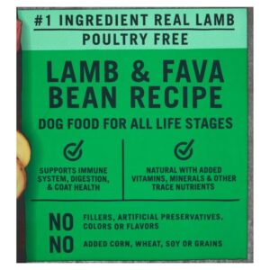 NOBLE ORGANICS Purre Ballance Lamb & Fava Bean Recipe Dry Dog Food, Grain-Free, 11 lbs, Supports Immune System, Digestion, and Coat Health