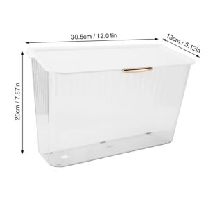 4L Wall Mounted Laundry Basket with Lid, Multifunction Wall Hanging Laundry Storage Container Organizer for Bathroom (Transparent)