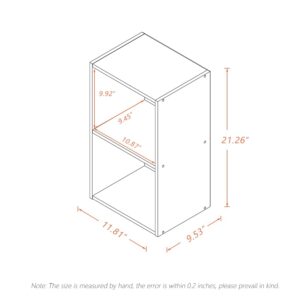 NELYE Basic Open Shelf Bookcase - 2-Tier Small Tiny Wooden Cube Storage Shelves Split Bookshelf, White