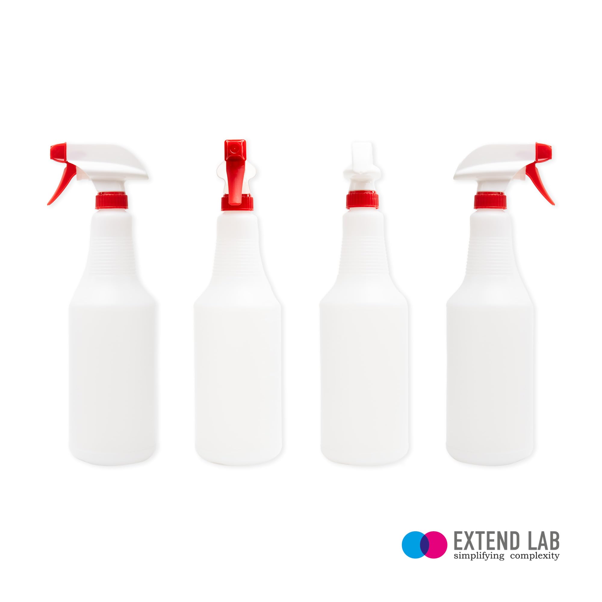 EXTEND LAB Spray Bottles - Refillable Empty Spray Bottles for Cleaning Solutions, Hair Spray, and Watering Plants - Superior Flex Nozzles with Squirt, and Mist Sprayer - 2 Pack, 30 Oz