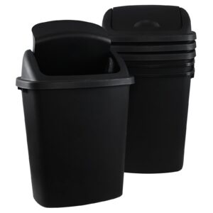 Doryh 4-Pack 40 L Trash Can with Swing Lid, Plastic Kitchen Garbage Can, Black