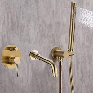 SYLKWOR Bathroom Taps, Bathtub Faucets and Shower Heads Shower Set Mixer Valve Function Bathtub Mixer Taps Hot and Cold Wall Mounted Bathroom Shower Faucet with Hand Interestilife/D.2