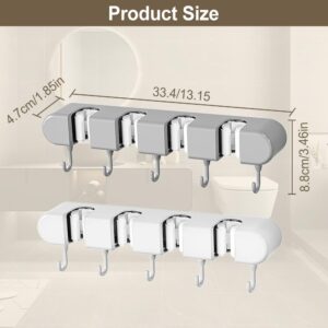 Multifunctional Mop Holder with Hook, 2024 New Punch Free Mop and Broom Holder Wall Mount Broom Rack, Broom Organizer Storage Tool Racks Heavy Duty Self Adhesive Mop Holder Wall Mounted (White)