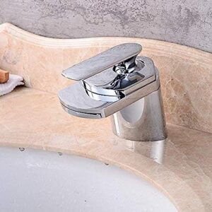 hoonwear kitchen & bath fixtures taps faucet,wide mouth single hole copper basin waterfall faucet bathroom wash basin waterfall hot and cold water faucet mixer tap faucet, cf001