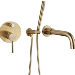 SYLKWOR Bathroom Taps, Bathtub Faucets and Shower Heads Shower Set Mixer Valve Function Bathtub Mixer Taps Hot and Cold Wall Mounted Bathroom Shower Faucet with Hand Interestilife/D.2