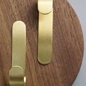 Set of 2 Large Brass Self-Adhesive Wall Hooks - Luxury Decorative - Elegant Gold Finish - High-End Modern Design - No Drill Easy Installation - Ideal for Entryway, Bathroom, Kitchen, or Bedroom