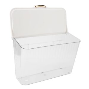 4l wall mounted laundry basket with lid, multifunction wall hanging laundry storage container organizer for bathroom (transparent)