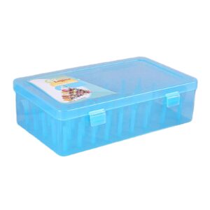 generic compact sewing thread holder with lid for 42 spools, blue, 23.7x13.7x6.6cm