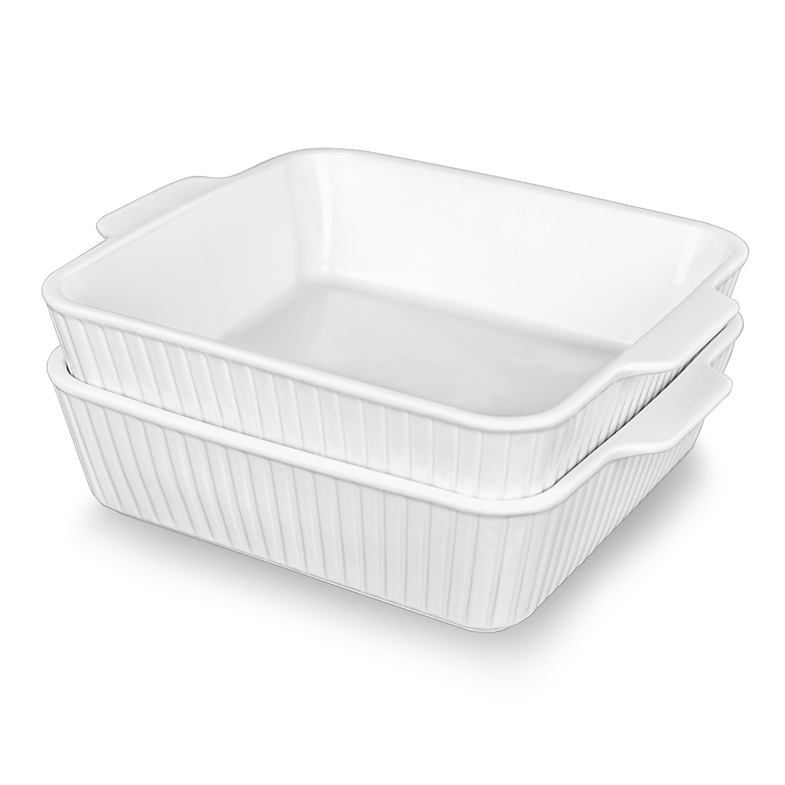 Casserole Dishes for Oven, 10'' Square Casserole Baking Dish, 2 Pack Ceramic Baking Dishes, Bakeware Sets with Handles, Lasagna Pan for Baking, Cake, Kitchen, Microwave, Dishwasher Safe