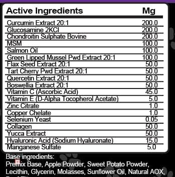 Hip and Joint Supplement Dogs with Glucosamine for Dogs + Chondroitin, Turmeric, Hyaluronic Acid, MSM, Salmon Oil, Collagen, Vitamin C, Omega 3 Senior Dog Supplements Beef Flavor by Clean Pets