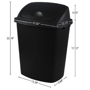 Doryh 4-Pack 40 L Trash Can with Swing Lid, Plastic Kitchen Garbage Can, Black