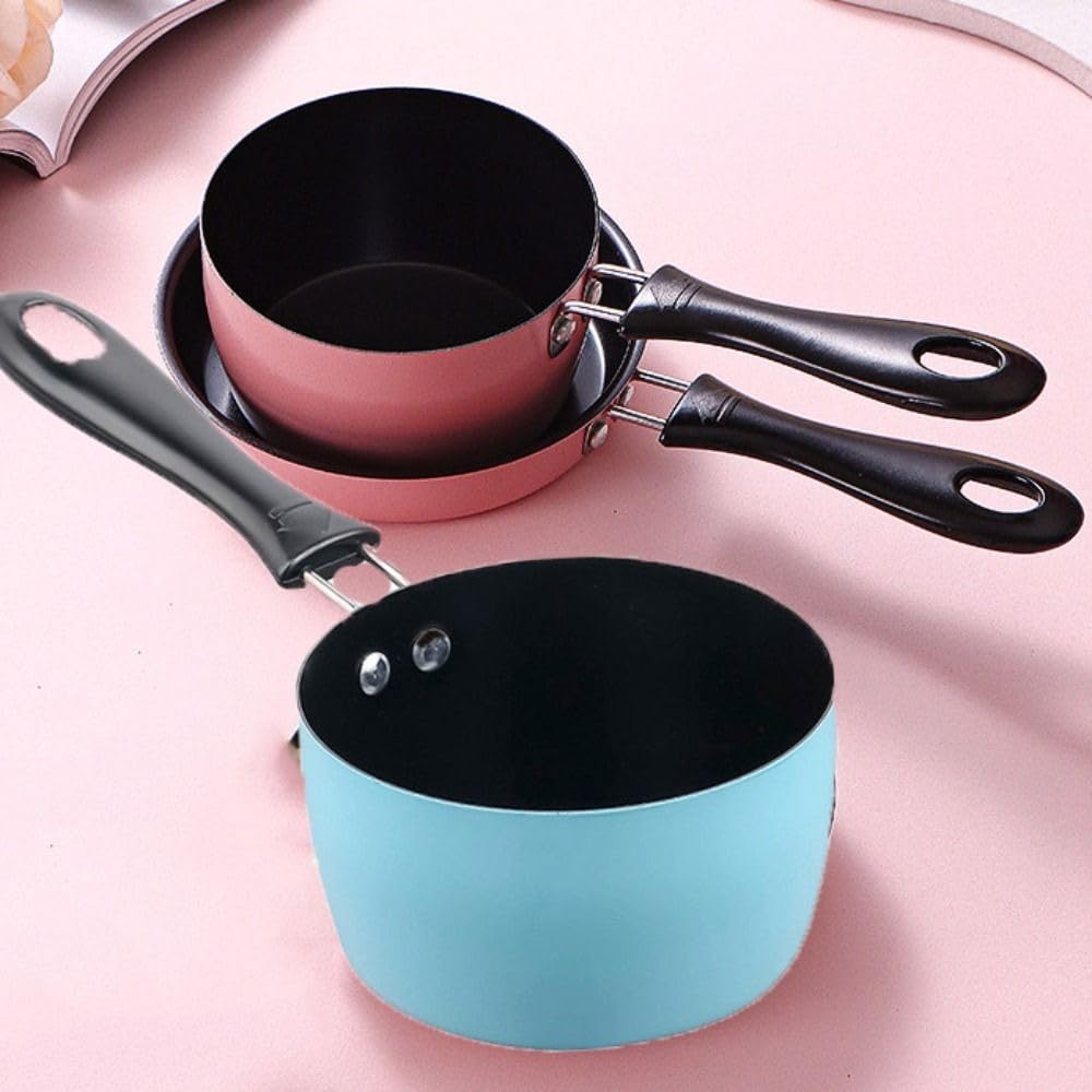 Generic Small Milk Pan,Nonstick Sauce Pan,Deepened Snow Pan,Long Handle Soup Pot,Mini Snow Pan,Stainless Steel Saucepan for Home Kitchen(blue&black), AM0XEB0LVOVUS