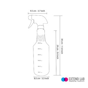 EXTEND LAB Spray Bottles - Refillable Empty Spray Bottles for Cleaning Solutions, Hair Spray, and Watering Plants - Superior Flex Nozzles with Squirt, and Mist Sprayer - 2 Pack, 30 Oz