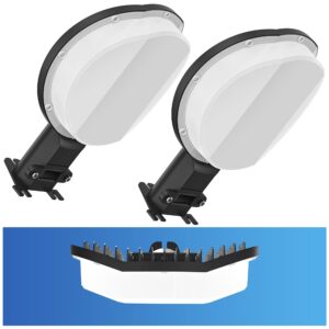 okpro led barn lights outdoor - dusk to dawn outdoor lighting with photocell, 150w 15000lm area light with cord 2.6ft, 6500k daylight street light, ac100-120v ip65 waterproof led barn light (2 pack)