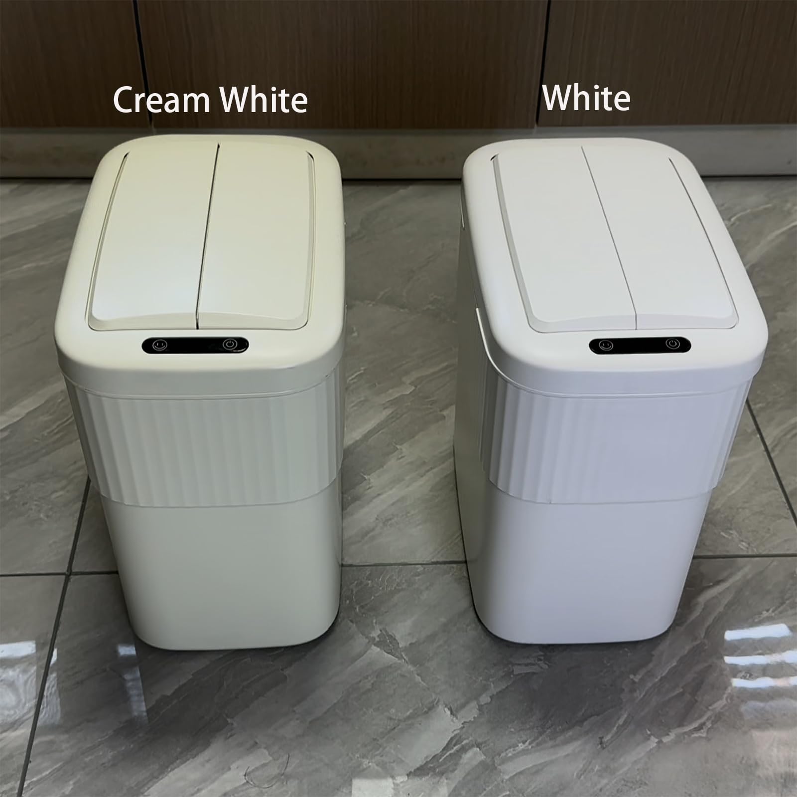 Ornato Sensor Trash Can with Automatic Lid 3 Gallon,Hanging Motion Sensor Garbage Can, Bathroom Trash Cans,Smart Trash Bin, Mountable/Desk for Kitchen Compost Bin,Liveroom,Office,Cream White/White