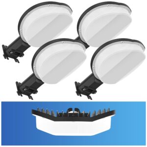 okpro led barn lights outdoor - dusk to dawn outdoor lighting with photocell, 150w 15000lm area light with cord 2.6ft, 6500k daylight street light, ac100-120v ip65 waterproof led barn light (4 pack)