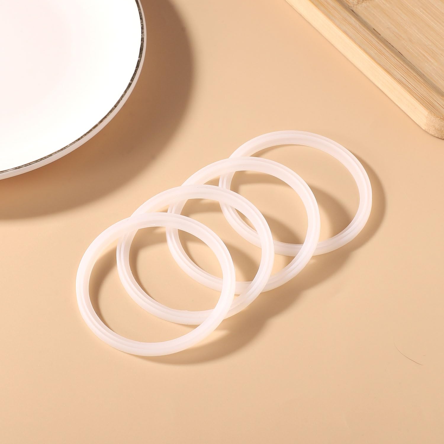 4pcs Food Jar Gaskets, Silicone Replacement Gasket Replacement Lid Seals Food Jar Parts Compatible with Thermos Funtainer 10oz Food Jar (White)