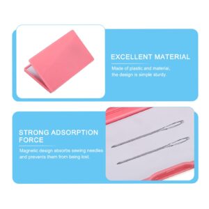 PATIKIL Magnetic Needle Storage Case, 2 Pcs Plastic Portable Sewing Pin Keeper Needle Organizer Box Container for Embroidery Knitting Stitching, Pink