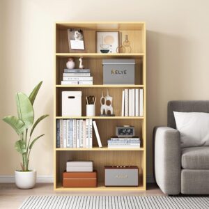 NELYE Basic Open Shelf Bookcase - 2-Tier Small Tiny Wooden Cube Storage Shelves Split Bookshelf, White