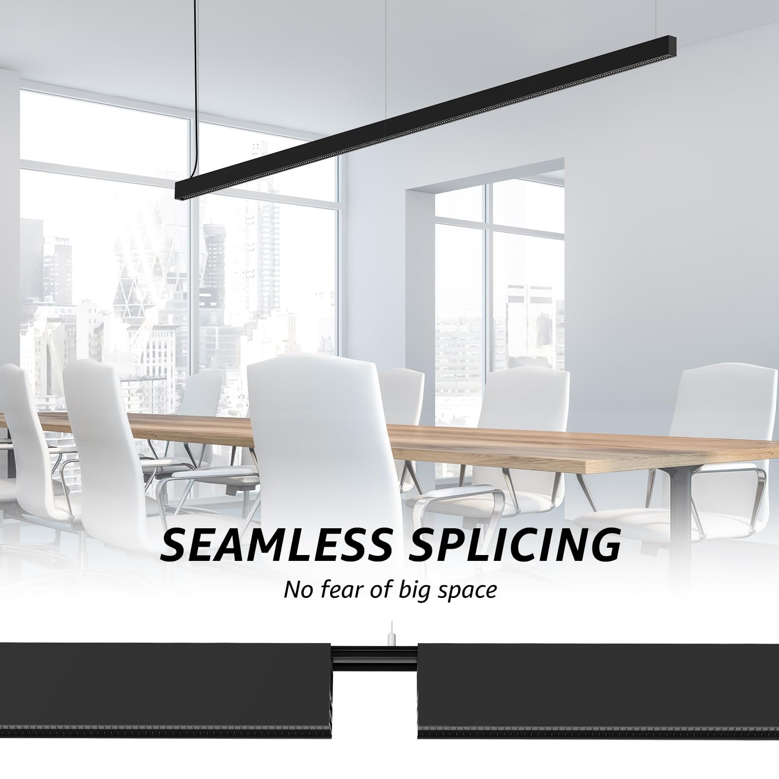 SCON 4FT 30W LED Black Deep Anti-Glare Linkable Pendant Light,1600LM UGR<10 0-10V Dimmable Linear Office Light,3000K-4000K-5000K Switchable Shop Light,Hanging Light for Kitchen/Dining Room/Workshop