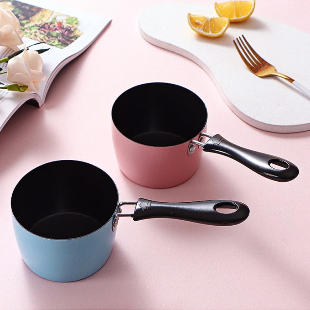 Generic Small Milk Pan,Nonstick Sauce Pan,Deepened Snow Pan,Long Handle Soup Pot,Mini Snow Pan,Stainless Steel Saucepan for Home Kitchen(blue&black), AM0XEB0LVOVUS