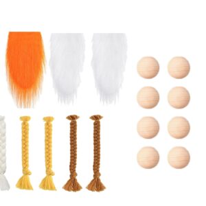 Generic Soft Faux Fur Gnome Beard and Natural Wood Balls DIY Crafting Kit, Style A, 18cmx9cm