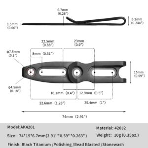 TONIFE Pocket Clip for Kydex Sheath Outdoor Knife Accessory with Multiple Hole Distances and Thickness Options (Black Titanium)