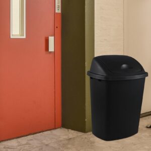 Doryh 4-Pack 40 L Trash Can with Swing Lid, Plastic Kitchen Garbage Can, Black