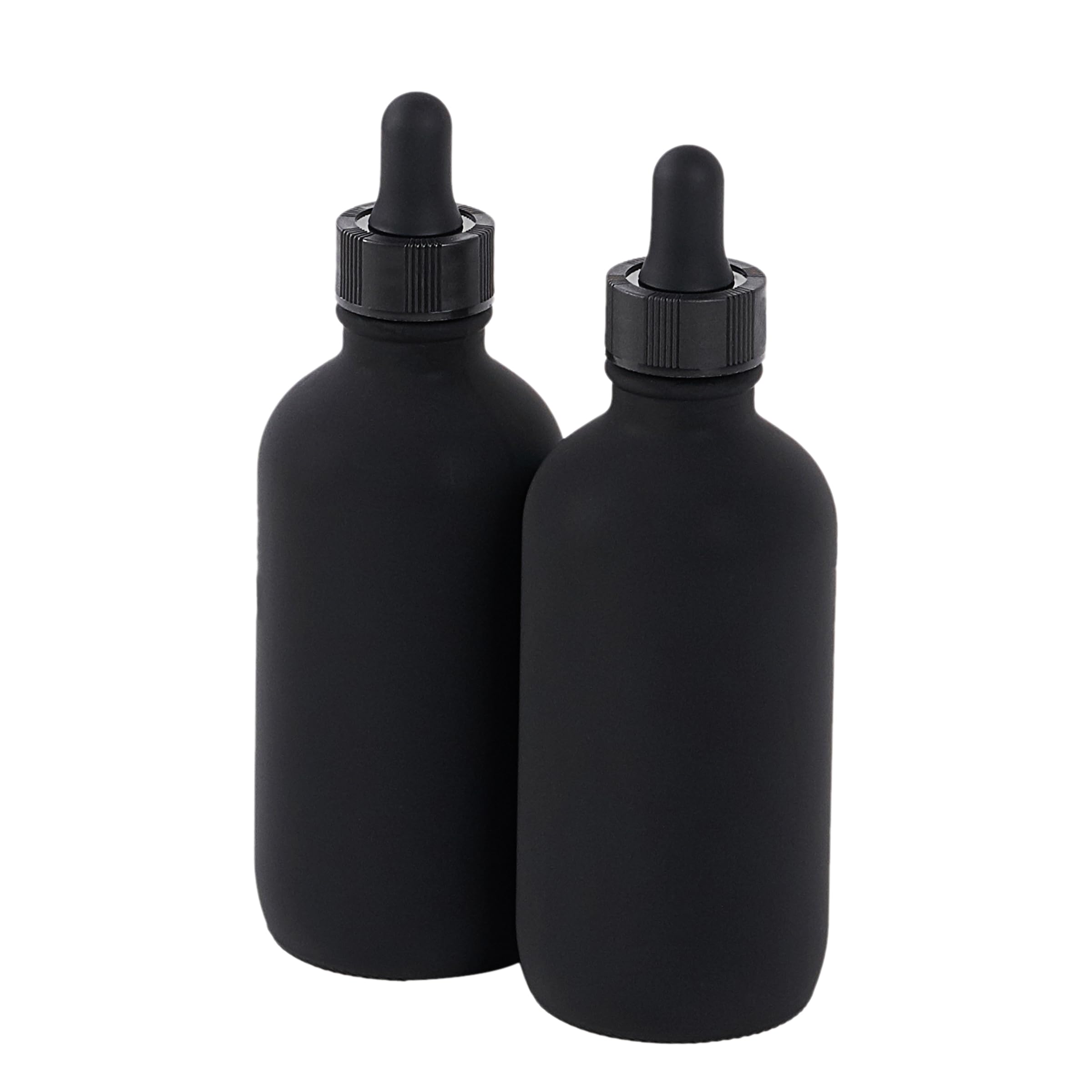 SprayDroplet 2 Pcs, 4oz Dropper Bottle, Glass Leakproof Tincture Bottles with Dropper, Black Reusable Eye Dropper Bottle, Preety Frosted Texture, for All Kinds of Liquids (Black-Frosted, 4oz-2pcs)