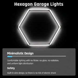 X-Litall Hexagon Garage Led Lights - Hexagon LED Lights, 6500K 17280LM Car Ceiling Detailing Shop Lights for Garage, Basement, Workshop, Warehouse, Gym, Barber, Auto Beauty Shop