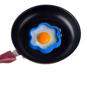 6 Packs Silicone Egg Rings, Heat Insulation Handles, Flexible Egg Rings for Frying Eggs Nonstick, Up to 230°C/446°F (Blue)