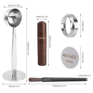 FACIACC 51mm Espresso Accessories Kit, Wdt Tool espresso, Dosing Funnel & Puck Screen Kit, 2 in 1 51mm Espresso Tamper & Coffee Spoon, Barista Kit, Espresso kit Stainless Steel 8pin Espresso Stirrer