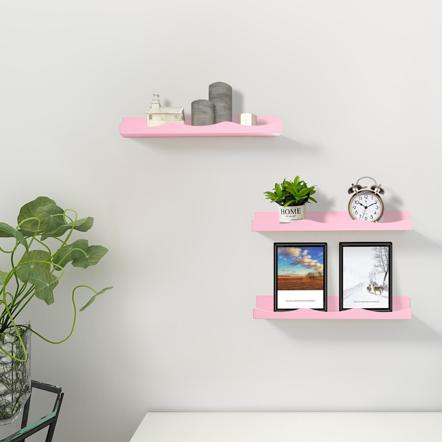 AZSKY Floating Bookshelf for Kids, Floating Shelves for Wall Cloud Picture Ledge Shelf Pink16 Inches Nursery Book Shelves Set 3, Baby Book Shelf for Kids Room, Toddler Room, Baby Room, Nursery Decor