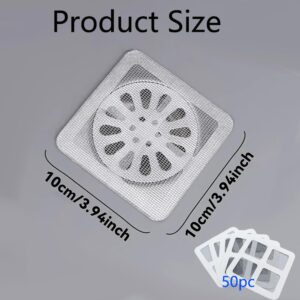 50pcs Disposable Shower Drain Hair Catcher,Tub Shower Bathtub Bathroom Sink Drain Strainer,Bathtub Shower Drain Cover,Drain Mesh Cover,Disposable Drain Covers Bathroom Tub Shower,Floor Drain Sticker