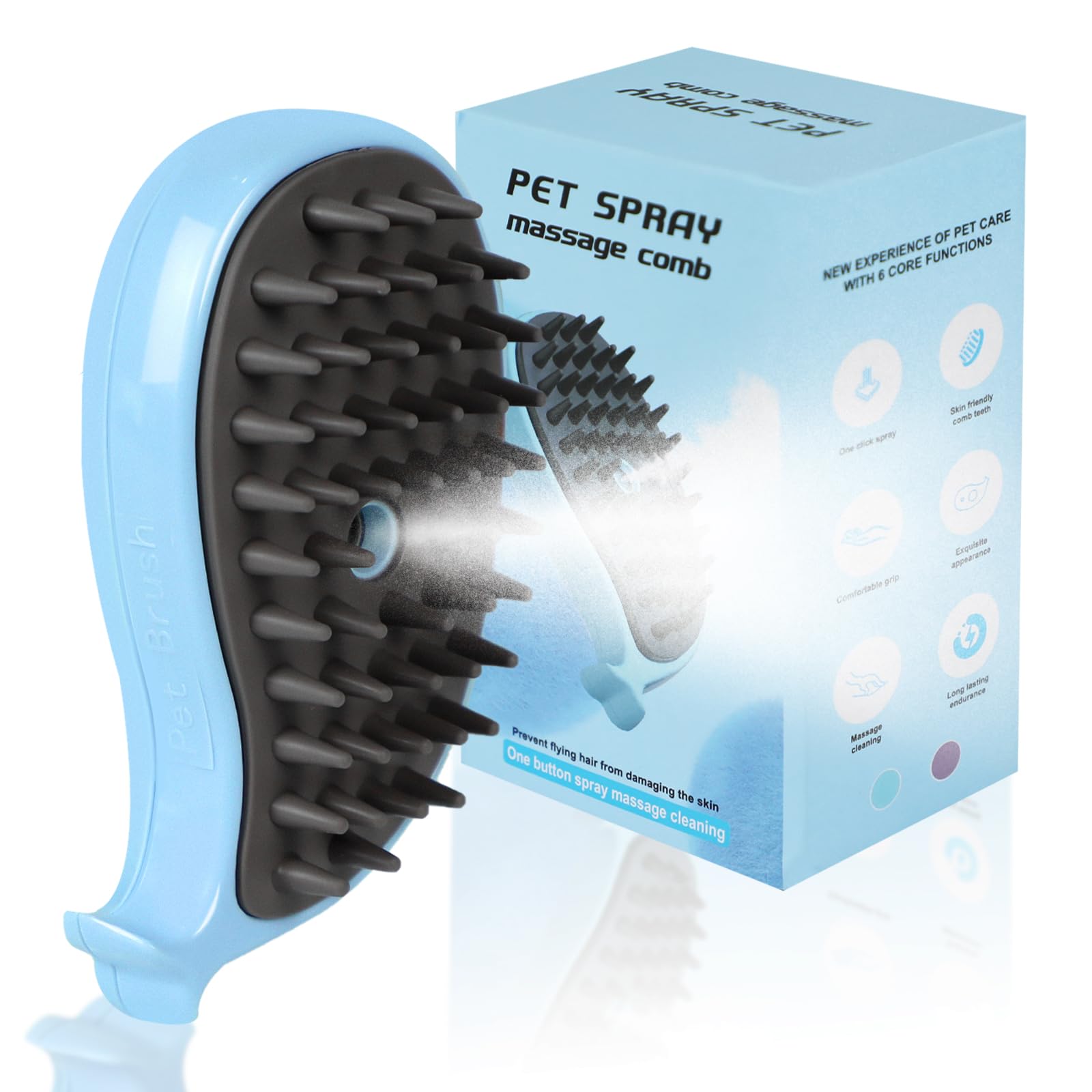 Nepfaivy Cat Steam Brush for Shedding - 3 in 1 Pet Steam Brush for Dog and Cat, Rechargeable Steamy Cat Brush, Spritz Defur Comb for Cats, Steamer Brush for Massage, Grooming and Removing Loose Hair