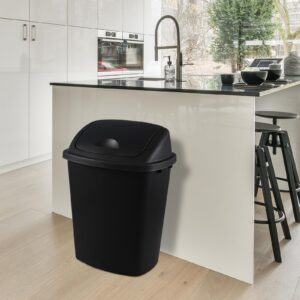 Doryh 4-Pack 40 L Trash Can with Swing Lid, Plastic Kitchen Garbage Can, Black