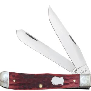 Case WR XX Pocket Knife Old Red Jigged Bone Handle with Tru SharpTM Stainless Steel Blades and Scrolled Bolsters Trapper 4 1/8 inches Closed