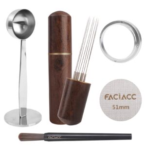 faciacc 51mm espresso accessories kit, wdt tool espresso, dosing funnel & puck screen kit, 2 in 1 51mm espresso tamper & coffee spoon, barista kit, espresso kit stainless steel 8pin espresso stirrer